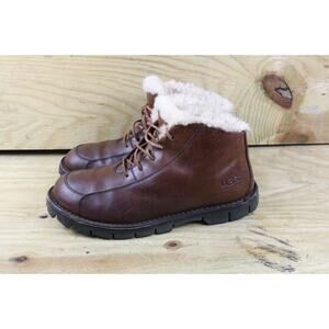 Ugg Boots Mens 12 Brown Leather Chukka Shearling Lined Ankle Shoes